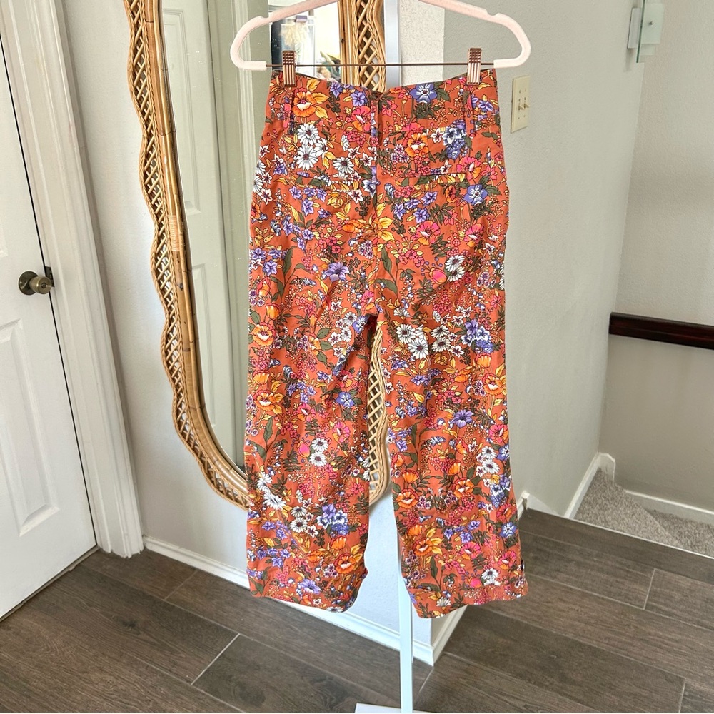 Anthropologie / Maeve Floral Wide Leg High Waist Crop Pants - Picture 8 of 10